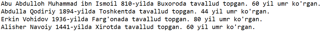 Kutilgan natijaga misol