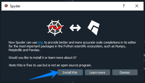 Install Kite tugmasini bosing