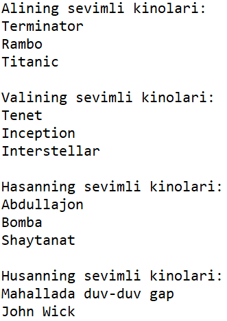 Kutilgan natijaga misol
